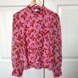 VERO MODA Rosebloom/IRIS Floral Pink and Red Blouse - M